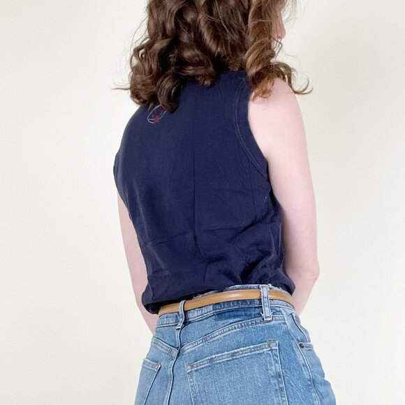 Vintage 90s Y2K Oversized Graphic Tee Tank Top Football Sleeveless T-Shirt Top - Picture 3 of 9